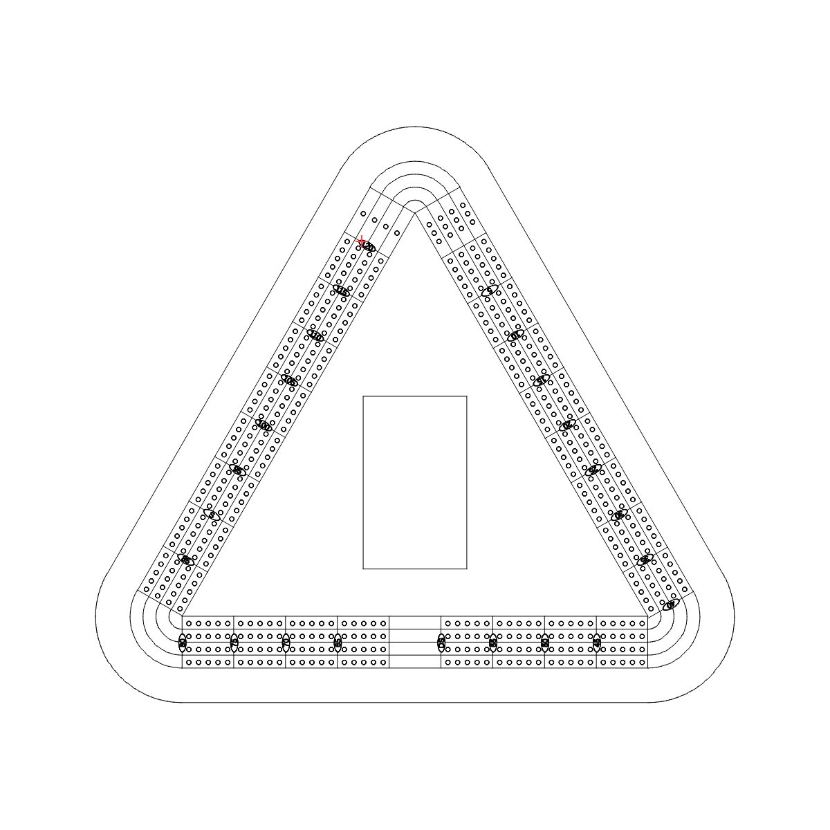 triangle cribbage board pattern / template