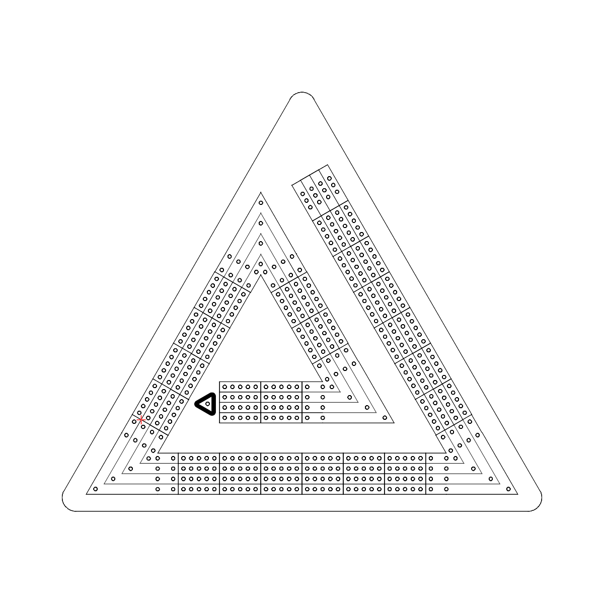 Triangle maze Cribbage board template / pattern