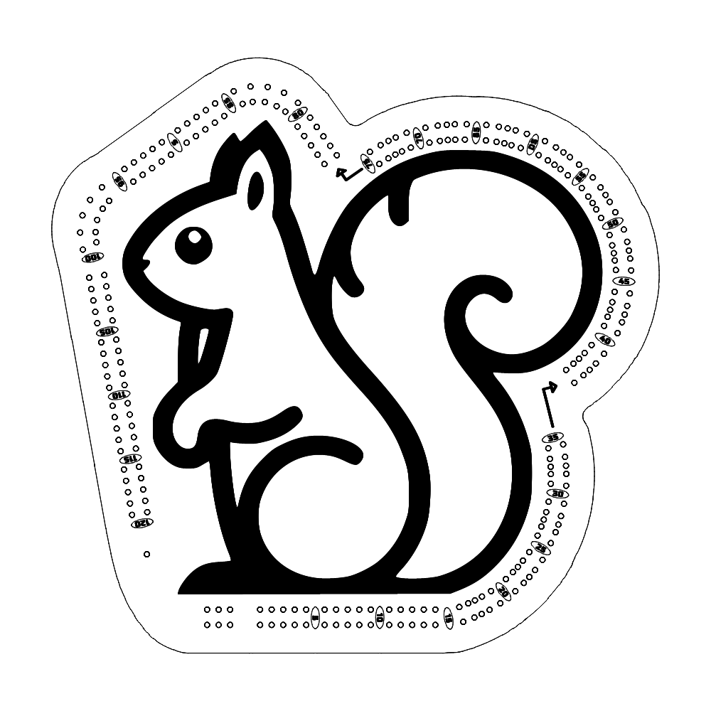 Squirrel 2 Lane Cribbage Board Pattern / Template