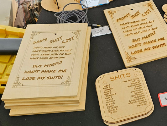 laser engraved cut shit lists