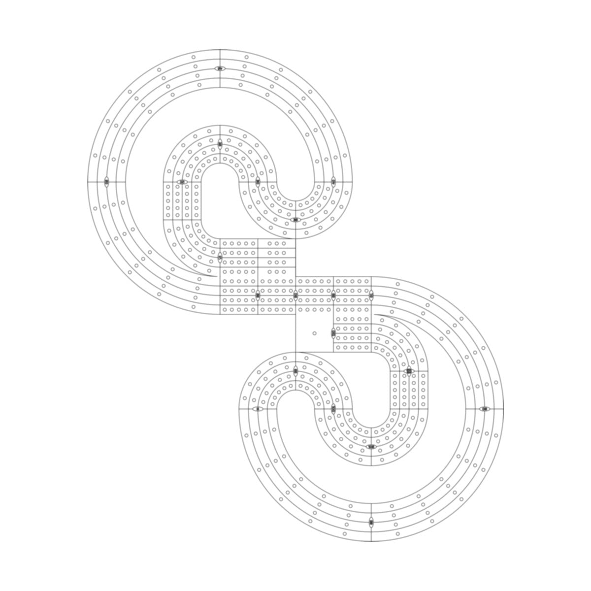 Spiral #3 Cribbage Board Pattern / Template