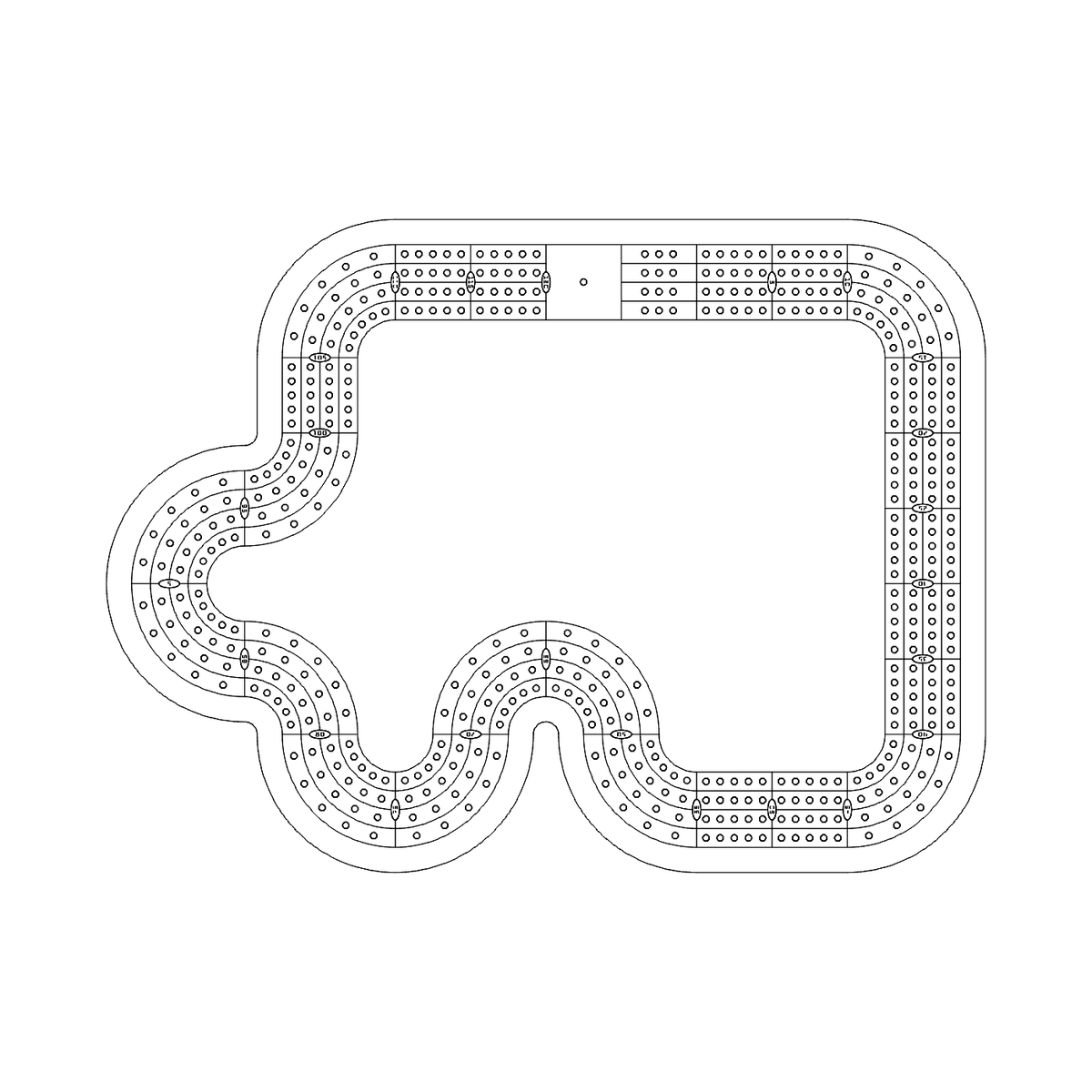 Puzzle Piece Corner 4 Lane Cribbage Board Pattern / Template
